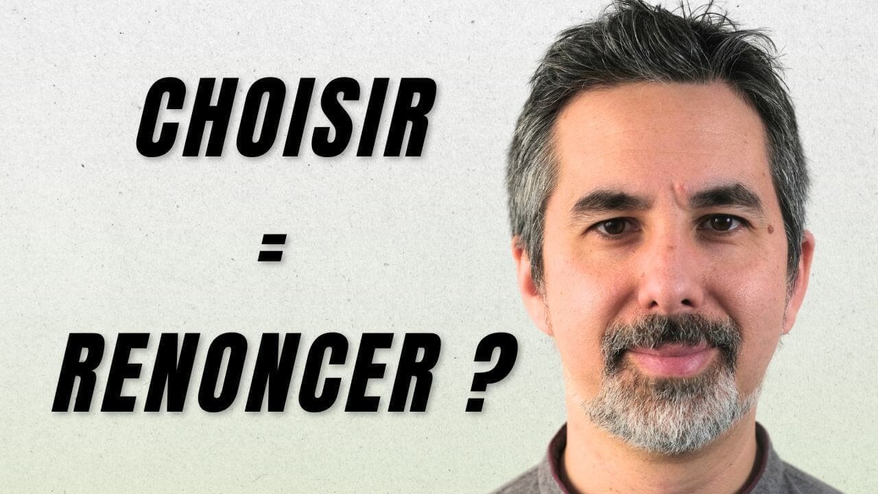 Portrait de Julien De Lopez avec le texte “Choisir = Renoncer ?”, illustration d’une réflexion sur la difficulté à choisir quand on est multipotentiel
