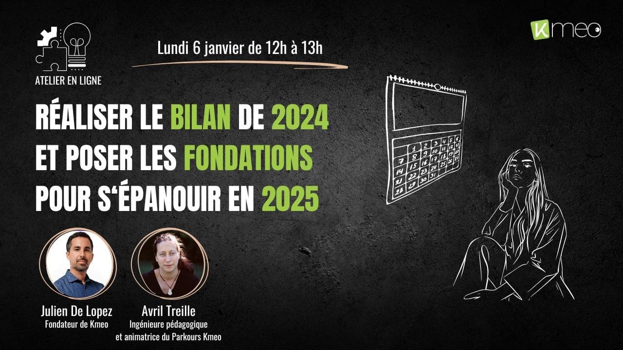 Illustration de l'atelier du 6 janvier sur le thème : Réaliser le bilan de 2024 et poser les fondations pour s‘épanouir en 2025