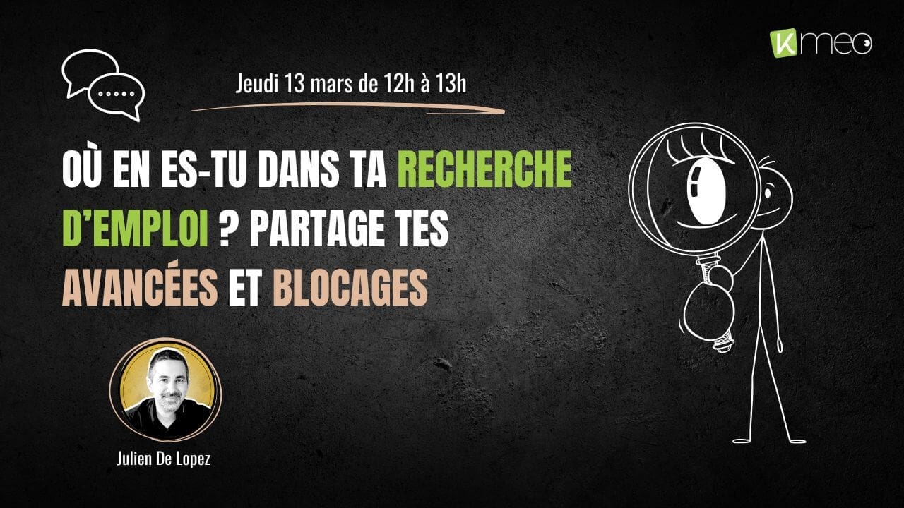 Illustration du Kvisio "Où en es-tu dans ta recherche d’emploi ? Partage tes avancées et blocages"