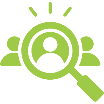 recruteurs Icone d'une loupe sur une personne